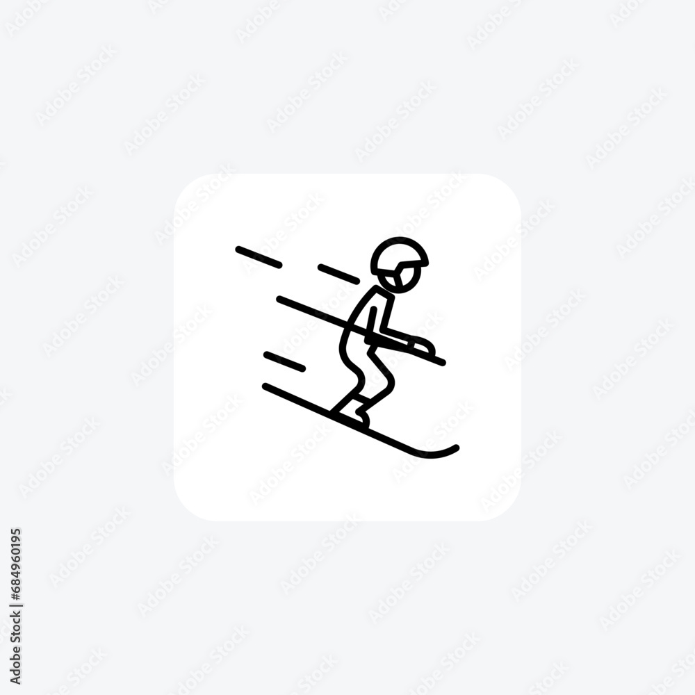 SnowSkiingIcon, AlpineAdventureSymbols, SkiSlopeThrillsEmblem isolated on white background vector illustration Pixel perfect