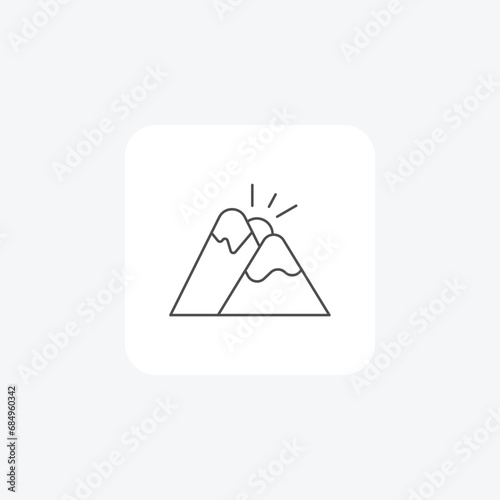 Mountain,Nature, Summit, Landscape, thin line icon, grey outline icon, pixel perfect icon