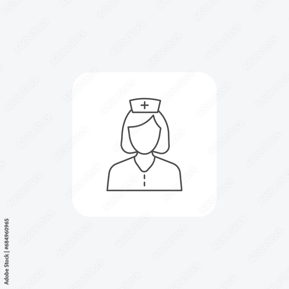 Nurse , Healthcare Professional, Medical Care, thin line icon, grey outline icon, pixel perfect icon Nurse , Healthcare Professional, Medical Care, thin line icon, grey outline icon, pixel perfect icon