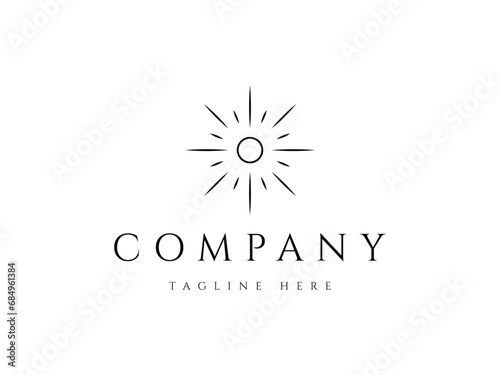 minimal sun light line logo design