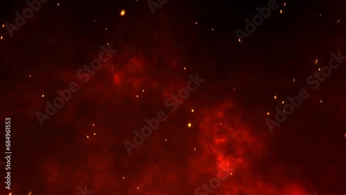 Fire sparks dust particles overlay background
