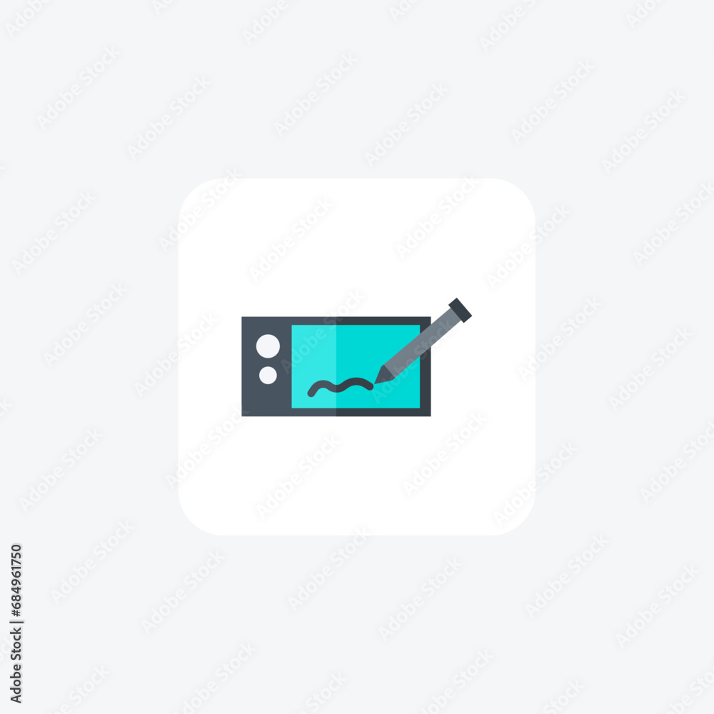 Pen tablet, Digital Art, Graphics, Drawing, flat color icon, pixel perfect icon Pen tablet, Digital Art, Graphics, Drawing, flat color icon, pixel perfect icon