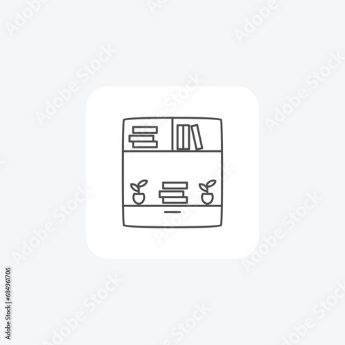Library, Book depository thin line icon, grey outline icon, pixel perfect icon