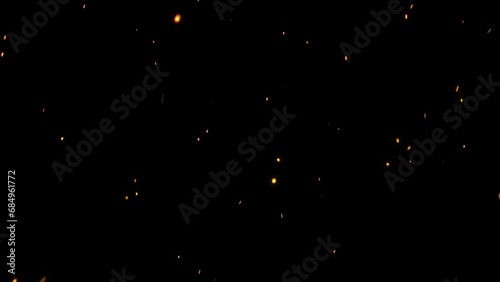 Fire sparks dust particles overlay background
