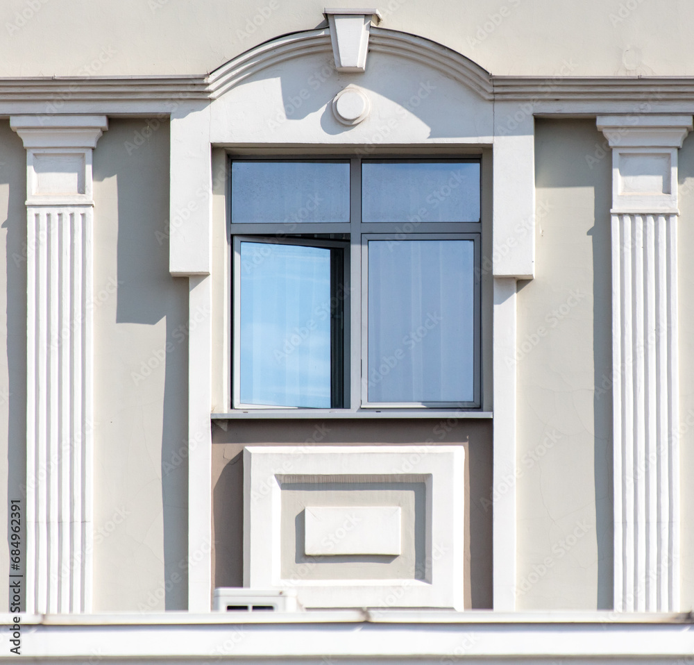 Window in a new building as a background