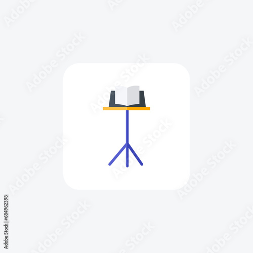 Music stand, Sheet music holder, flat color icon, pixel perfect icon