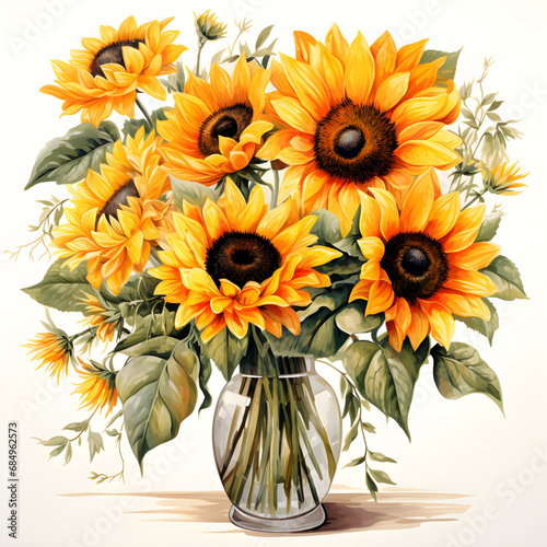 Sunflowers  Flowers  Watercolor illustrations