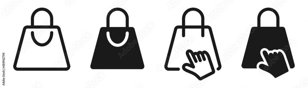 Shopping bag icon set. Online shopping symbol. Vector illustration. Shopping bag icon set. Online shopping symbol. Vector illustration.
