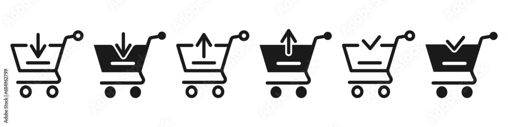 Shopping cart icon set. Internet shop buy logo symbol. Vector illustration. - obrazy, fototapety, plakaty 