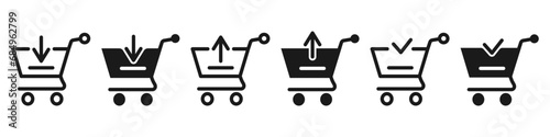 Shopping cart icon set. Internet shop buy logo symbol. Vector illustration. photo