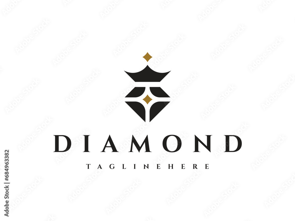 luxury diamond jewelry king queen logo design - obrazy, fototapety, plakaty 