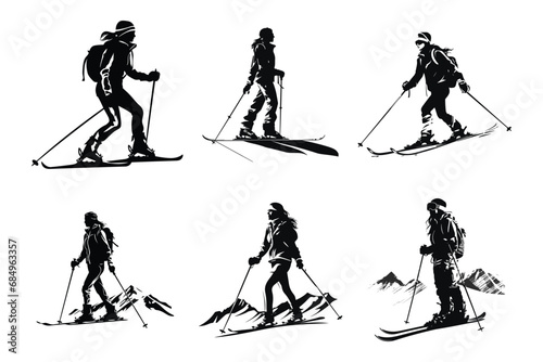 Winter ice snow sports silhouette vector