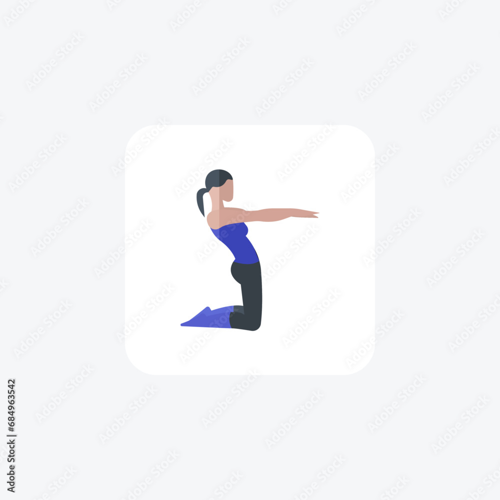 Stretching, flexibility, exercise, warmup, muscles flat color icon, pixel perfect icon - obrazy, fototapety, plakaty 