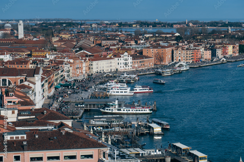 Italy, Venice, aerial view on the town and seafront