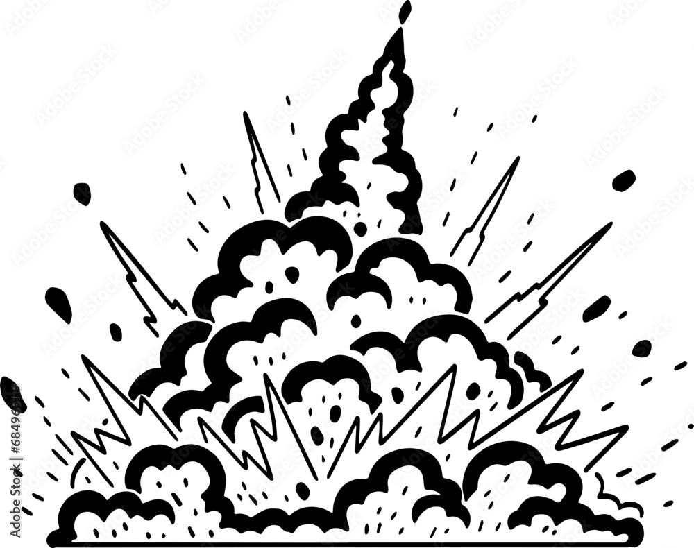 Obraz premium hand drawn vector of bomb explosion illustration.