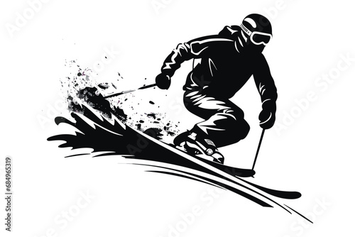 Winter ice snow sports silhouette vector