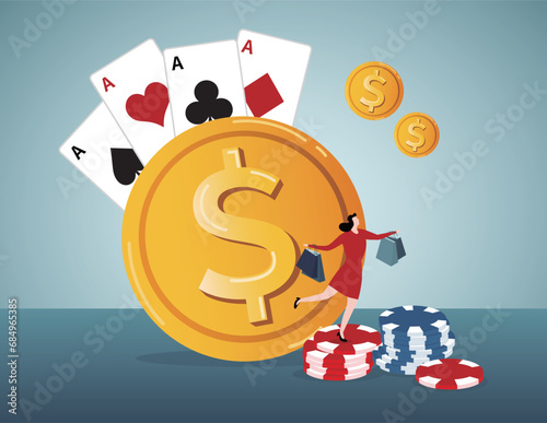 Entertainment gambling. Enjoyment of the gold and luxurious living