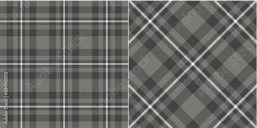 Vector checkered pattern or plaid pattern in dark green, sage and white. Tartan, textured seamless plat for flannel shirts, duvet covers, other autumn winter textile mills. Vector Format