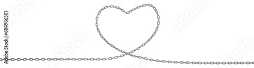 Принти на полотні The metal chains gracefully weave into the shape of a heart in this 3D illustration, available in PNG format with a transparent background