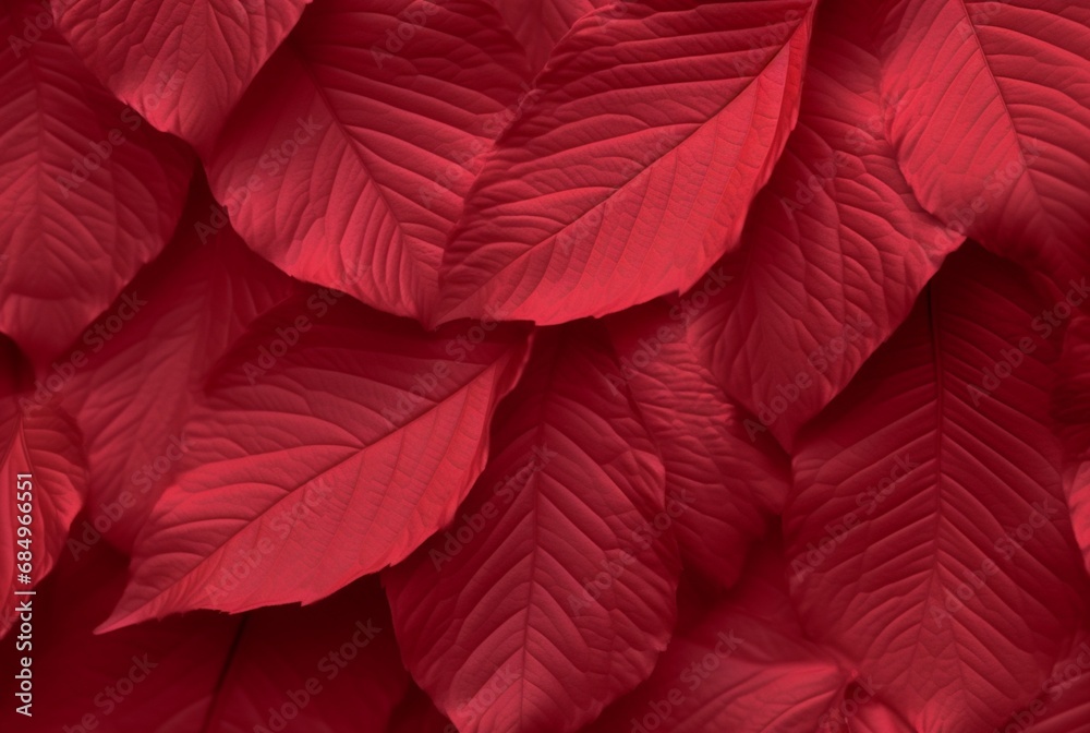 abstract background of neatly arranged red leaves. generative ai