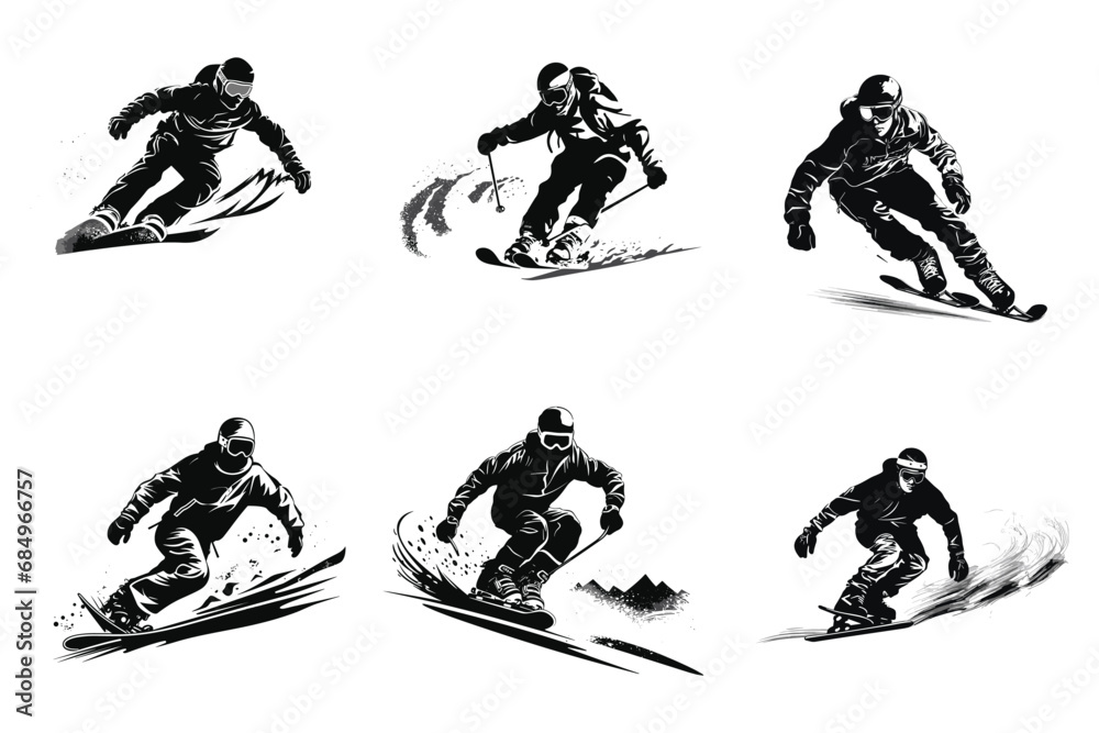 Winter ice snow sports silhouette vector Winter ice snow sports silhouette vector