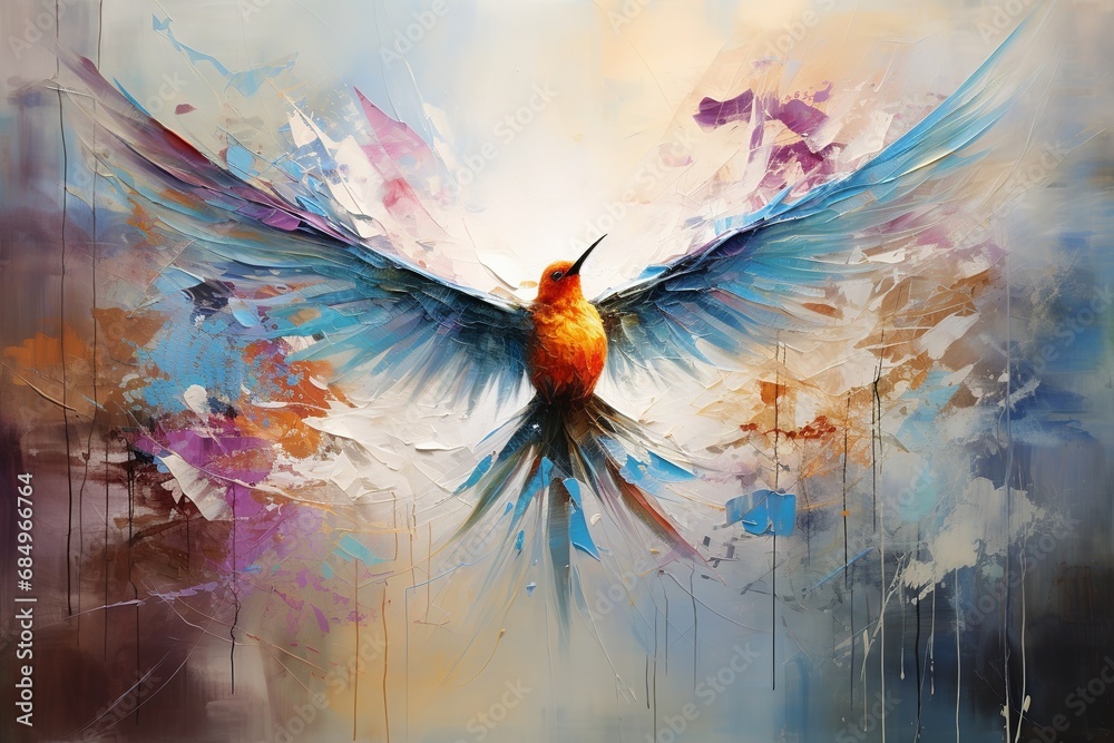 A Flying Bird in The Style of Abstract Expressionism. Creted with Generative AI Technology A Flying Bird in The Style of Abstract Expressionism. Creted with Generative AI Technology