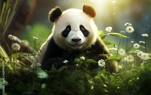 HD Panda in Natural Background Wallpaper © Flowstudio