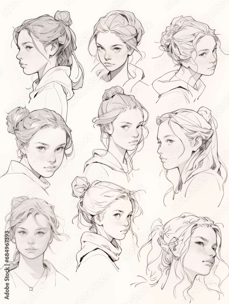 Character painting line drawing,created with Generative AI tecnology. Character painting line drawing,created with Generative AI tecnology.