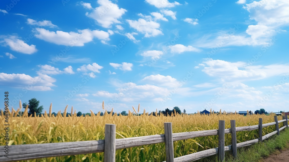 white fence and blue sky HD 8K wallpaper Stock Photographic Image 