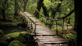wooden bridge in the forest HD 8K wallpaper Stock Photographic Image 
