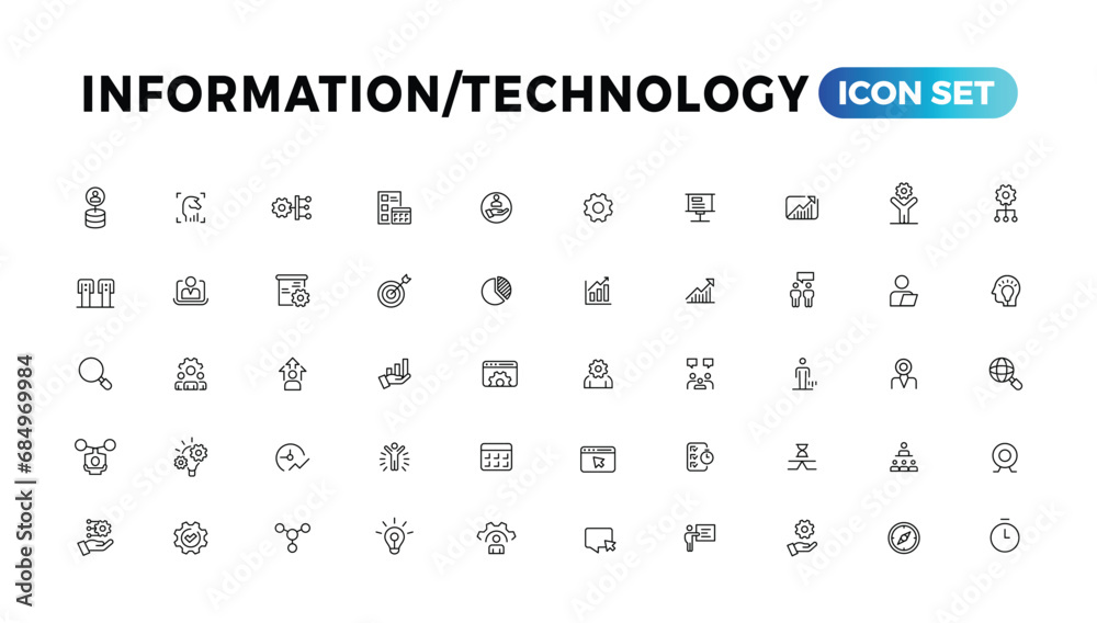 Device and Information technology line icons collection. Big UI icon set in a flat design. Thin outline icons pack