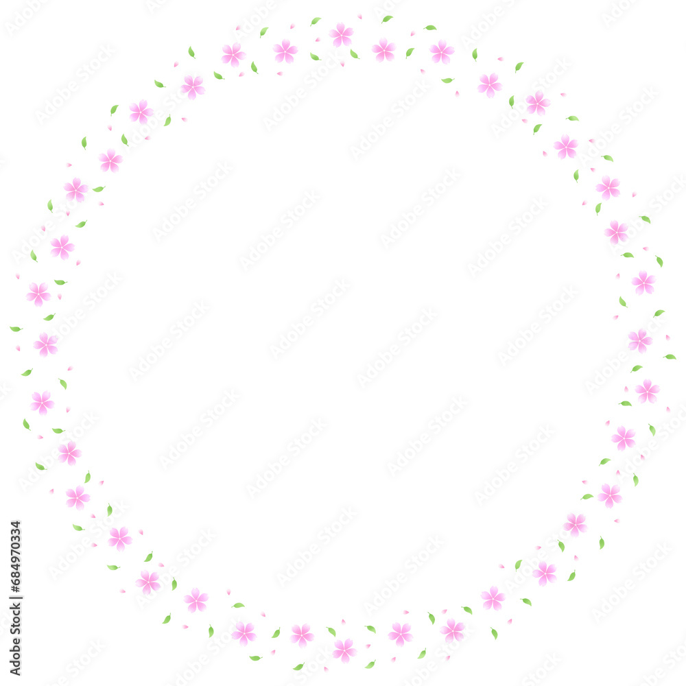 Bright pastel circle frame, flower and heart frame