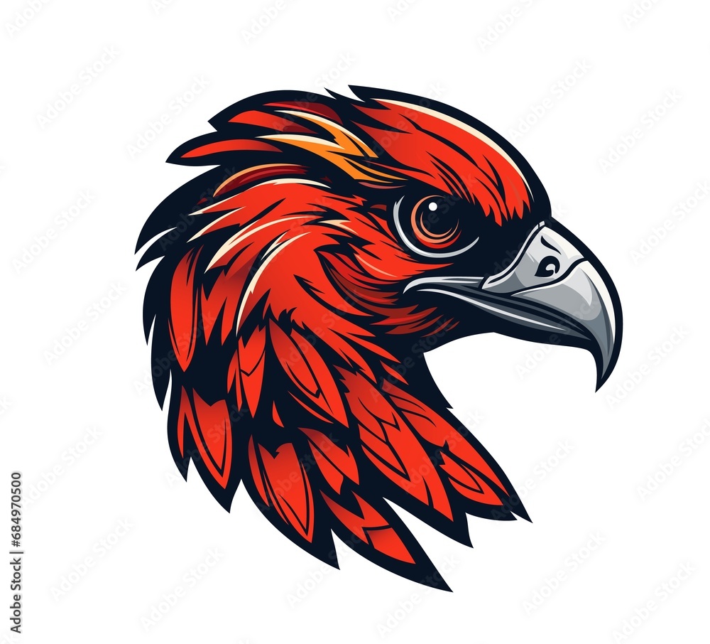 Fototapeta premium Ai generated cartoon red eagle, falcon bird mascot