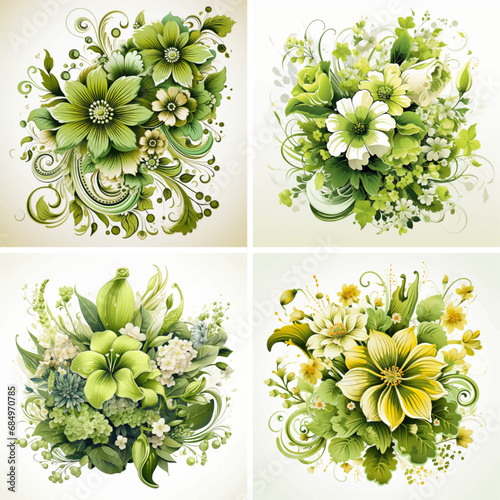 flower floral nature leaf blossom green bouquet spring plant pink watercolor botanical summer