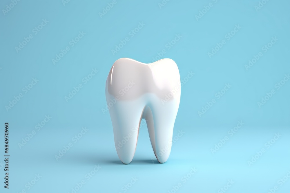 White tooth isolated on blue - obrazy, fototapety, plakaty 