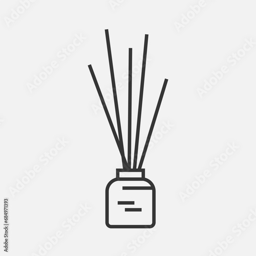Aroma Diffuser icon. Bamboo chopstics in the bottle, home smell, perfume. Spa concept. Vector 