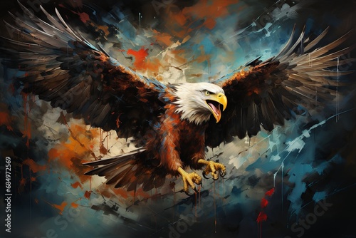 Eagle Soaring in The Style of Abstract Expressionism. Creted with Generative AI Technology