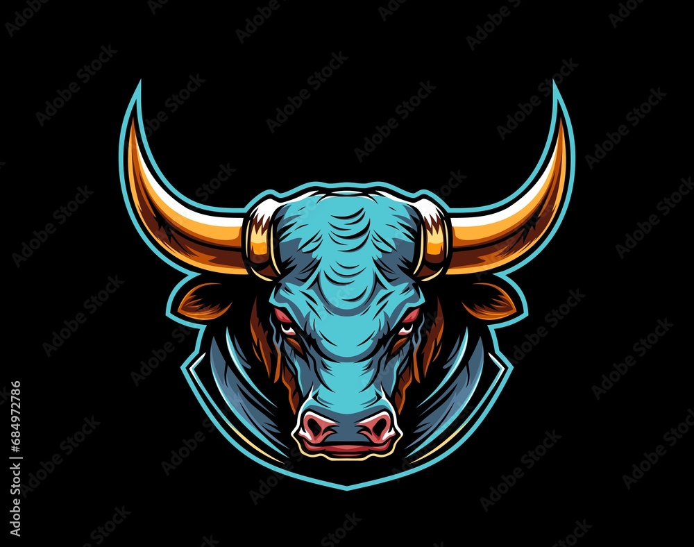 Generative ai angry bull animal mascot, tattoo Generative ai angry bull animal mascot, tattoo