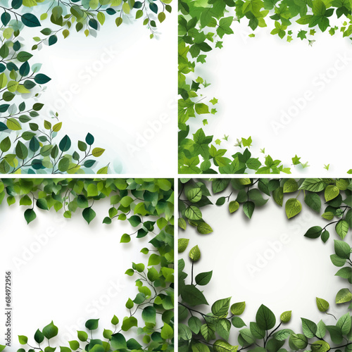 nature green leaves plant background foliage summer tree spring frame white garden border 