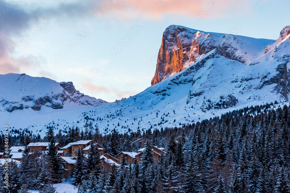 Winter landscape of the Alps. France, Devoluy.