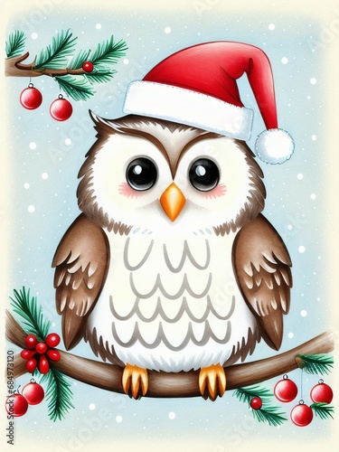 Christmas Owl On a Branch, Generative AI