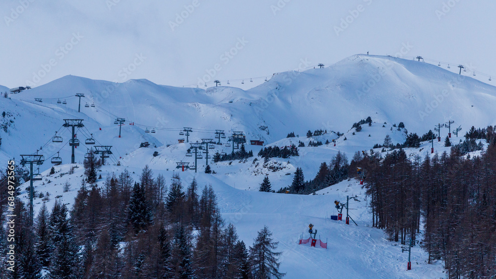 snow covered mountains
