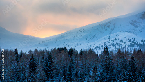 Obraz na płótnie Winter landscape of the Alps. France, Devoluy. w salonie