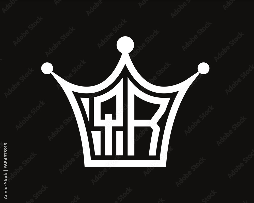 Crown shape QR letter logo design vector art