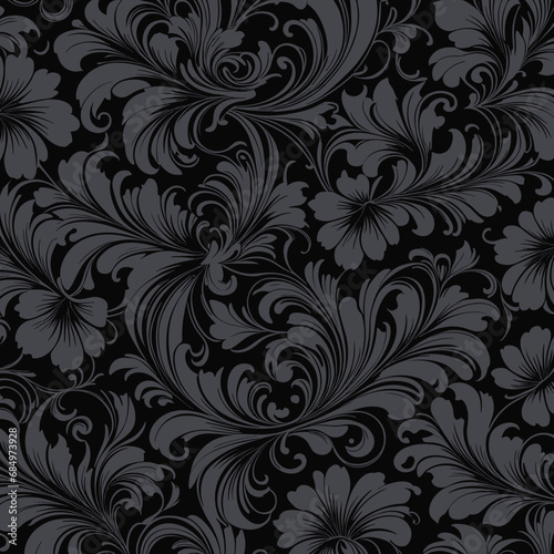 Black template with seamless floral pattern, luxury design