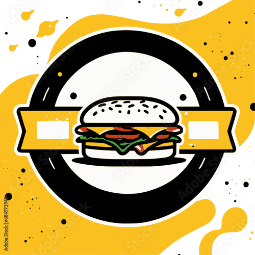 Logo design for fast food restaurant with burger, minimalist design