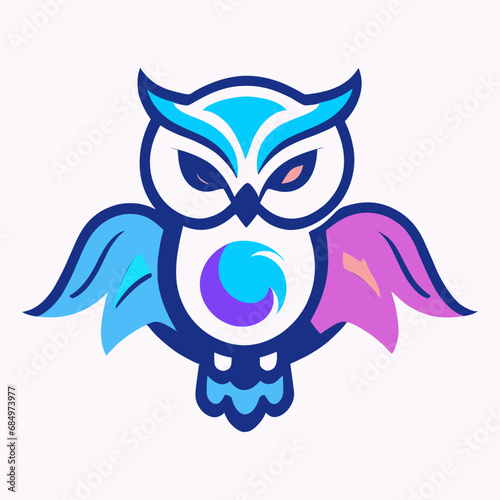 Owl logo, vector cartoon illustration