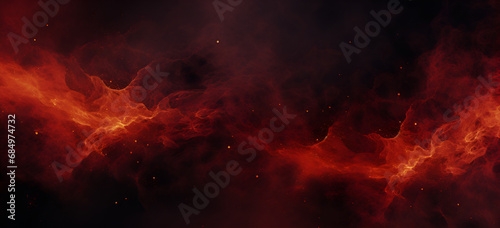 Dark fire space, powerful horizontal flame backdrop. Blazing Universe: Cosmic Firestorm, Striking Horizontal Flames in Profound Darkness