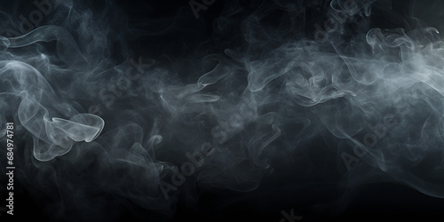 a puff of smoke on a black background. Enigmatic Puffs: Smoke Wisps Dance in Abyssal Darkness