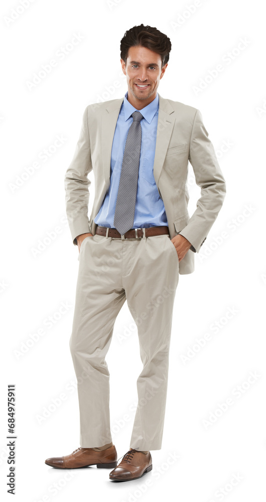 Portrait, confidence and smile of business entrepreneur, man or corporate employee. Career, hands in pocket and happy professional consultant working in Spain isolated on a transparent png background Portrait, confidence and smile of business entrepreneur, man or corporate employee. Career, hands in pocket and happy professional consultant working in Spain isolated on a transparent png background